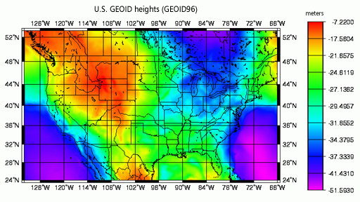 U.S. GEOID heights (GEOID96)