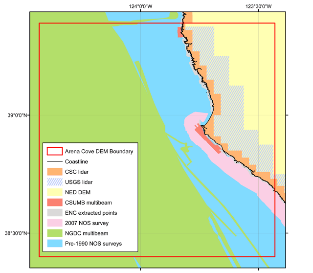 map showing spatial coverage of Arena Cove