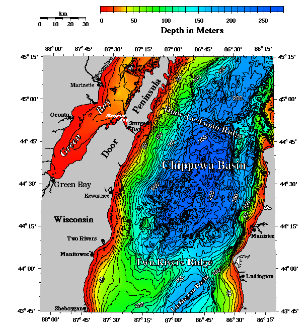 Lake Michigan Map Depth Chart - Map of world