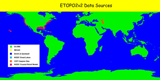Source areas for ETOPO2v2 data