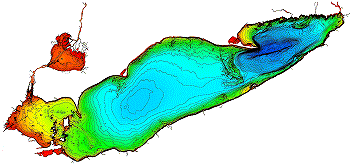 view large jpg image of Lake Erie bathymetry.