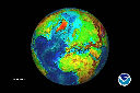view color relief globe, 45N 0E.