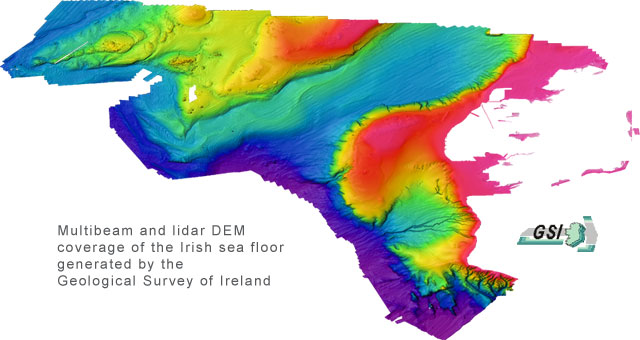 multibeam bathymetry DEM of Ireland created by the Geological Survey of Ireland