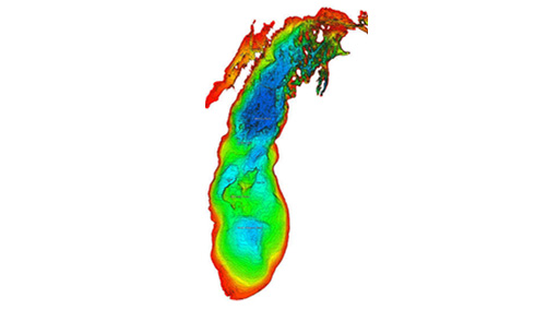 view large jpg image of Lake Michigan bathymetry.